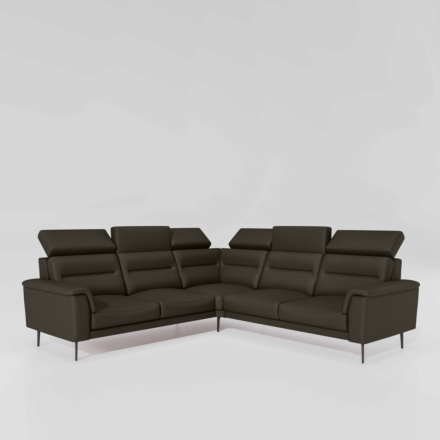 Crescendo 2 Seater + Corner + 2 Seater Leatherette Fabric - Pewter Grey