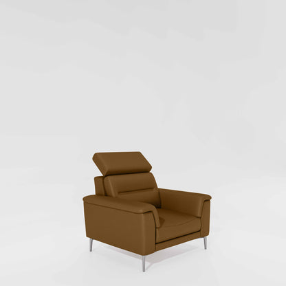 Cresendo 1 Seater Leatherette fabric - Tobacco Brown
