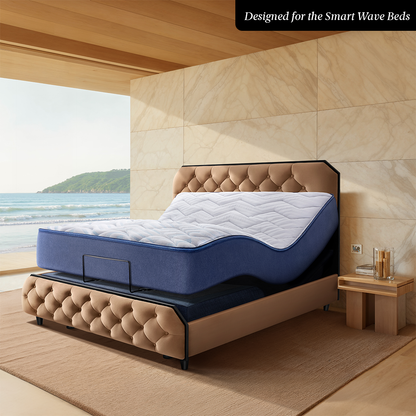 Wave Plus Adjustable Bed Serene Upholstered Bed (Brown)+ Wave Kinect Reva Mattress 8"(20.3cm)