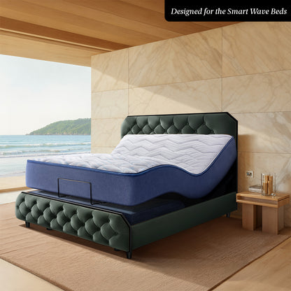 Wave Plus Adjustable Bed Serene Upholstered Bed (Green)+ Wave Kinect Strength Mattress 8"(20.3cm)