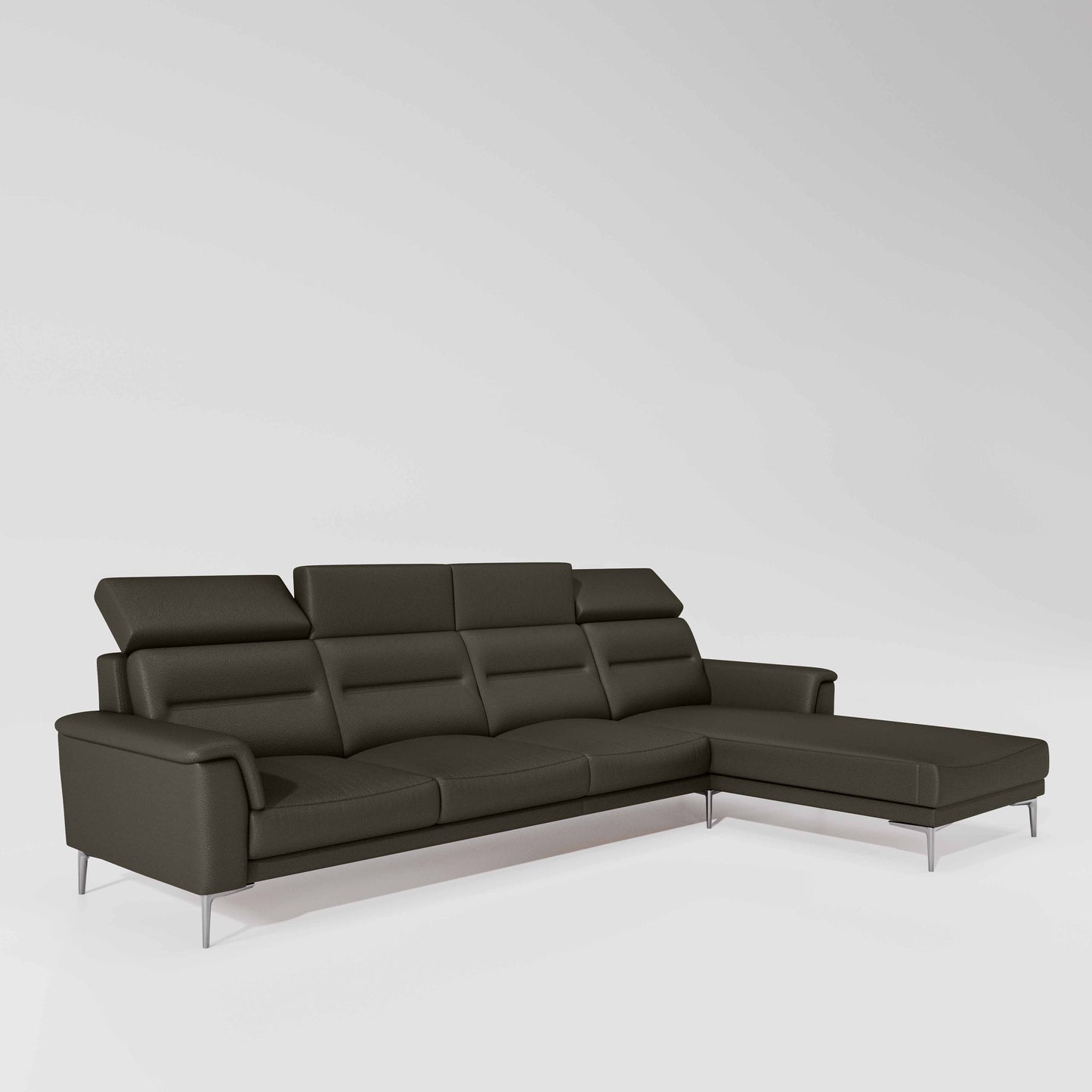Cresendo 3 Seater with LH Lounger Leatherette fabric - Pewter Grey