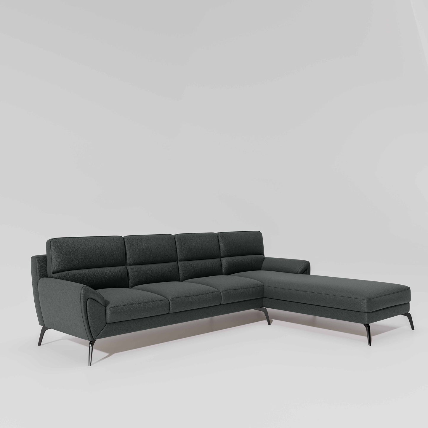 Octave 3 Seater with RH Lounger Suede Fabric - Steel Grey