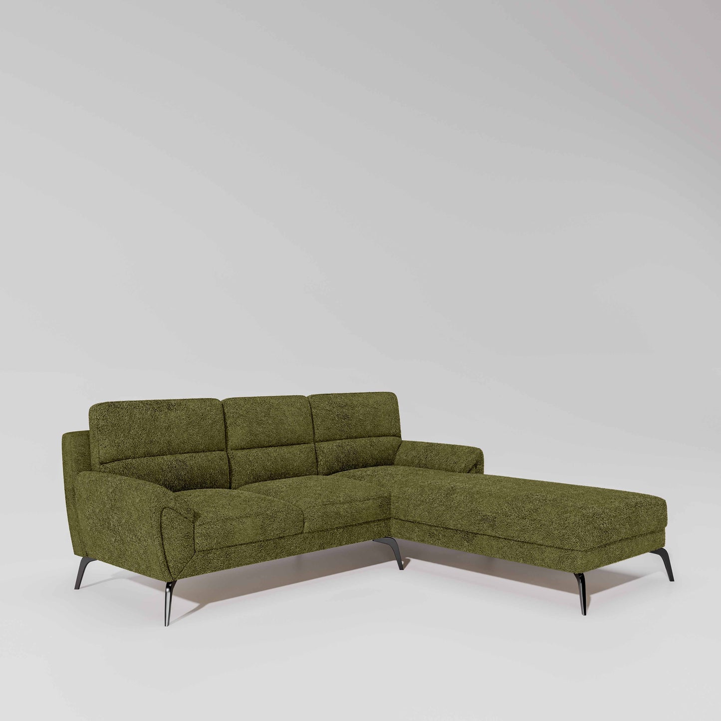 Octave 2 Seater Sofa with Lounger Boucle Fabric  - Dried Herb