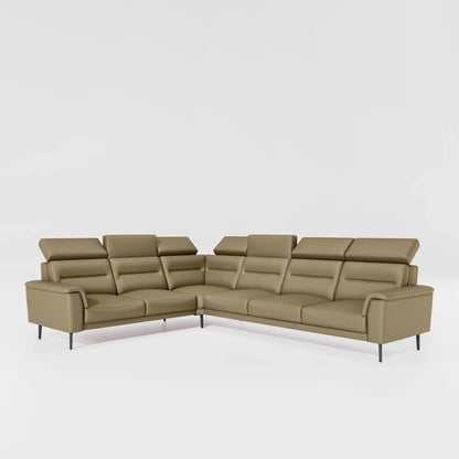 Crescendo 2 Seater + Corner + 3 Seater Leatherette Fabric - Pebble