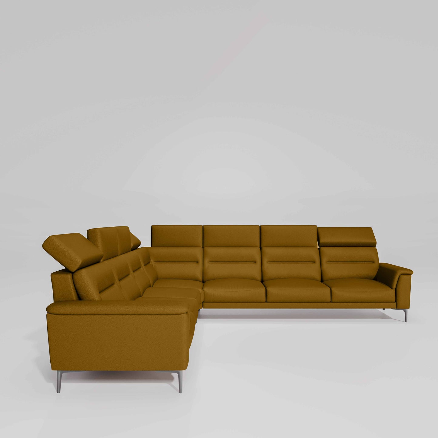 Crescendo 3 Seater + Corner + 3 Seater Leatherette Fabric - Orange Shade