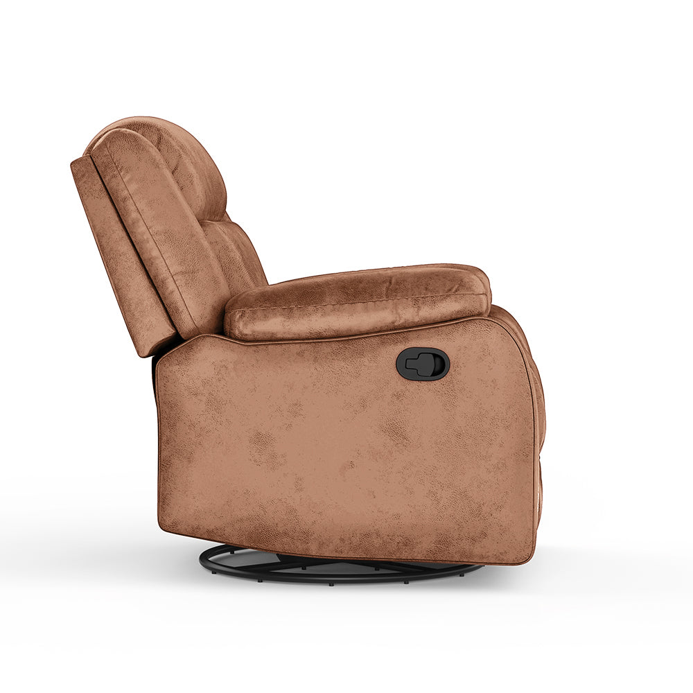 Avalon Rocking & Rotating Desert Orange Single Seater Suede Fabric Recliner