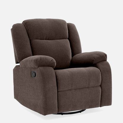 Avalon - Rocking & Rotating Single Seater Fabric Recliner In Dark Brown Colour
