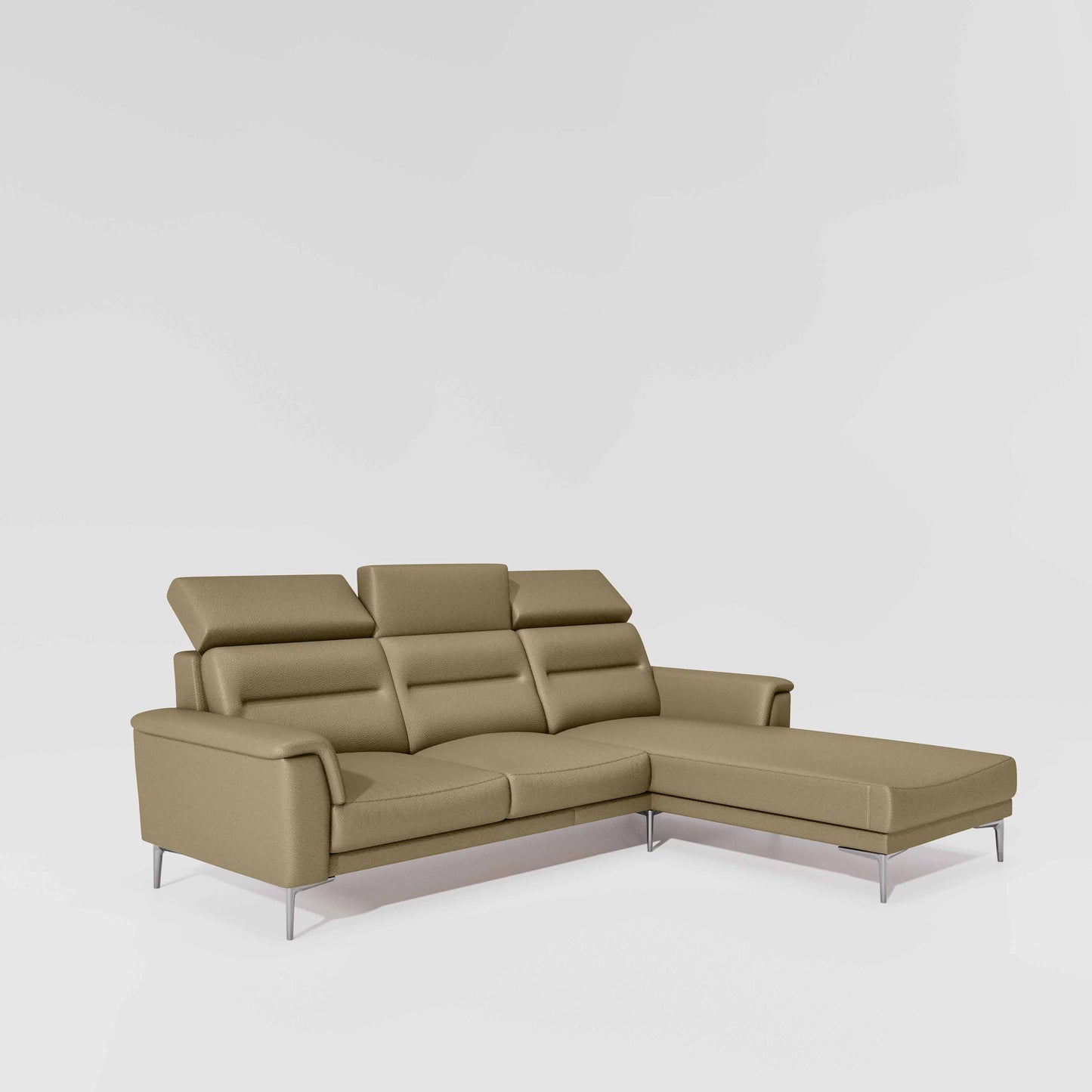 Cresendo 2 Seater with RH Lounger Leatherette fabric - Pebble