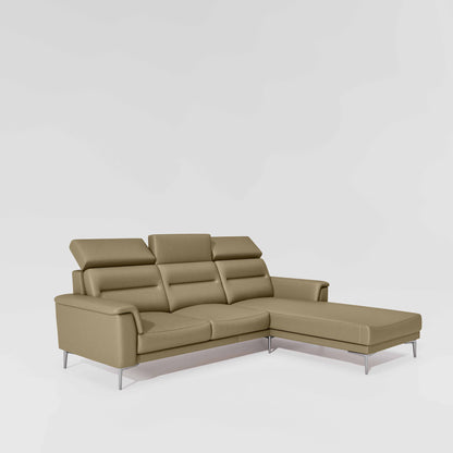 Cresendo 2 Seater with RH Lounger Leatherette fabric - Pebble
