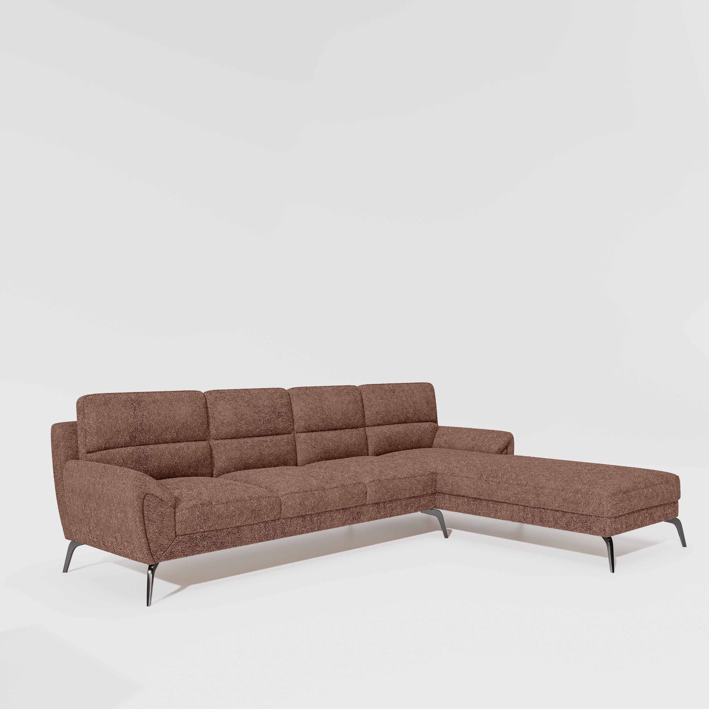 Octave 3 Seater with Lounger Boucle Fabric - Dusty Rose