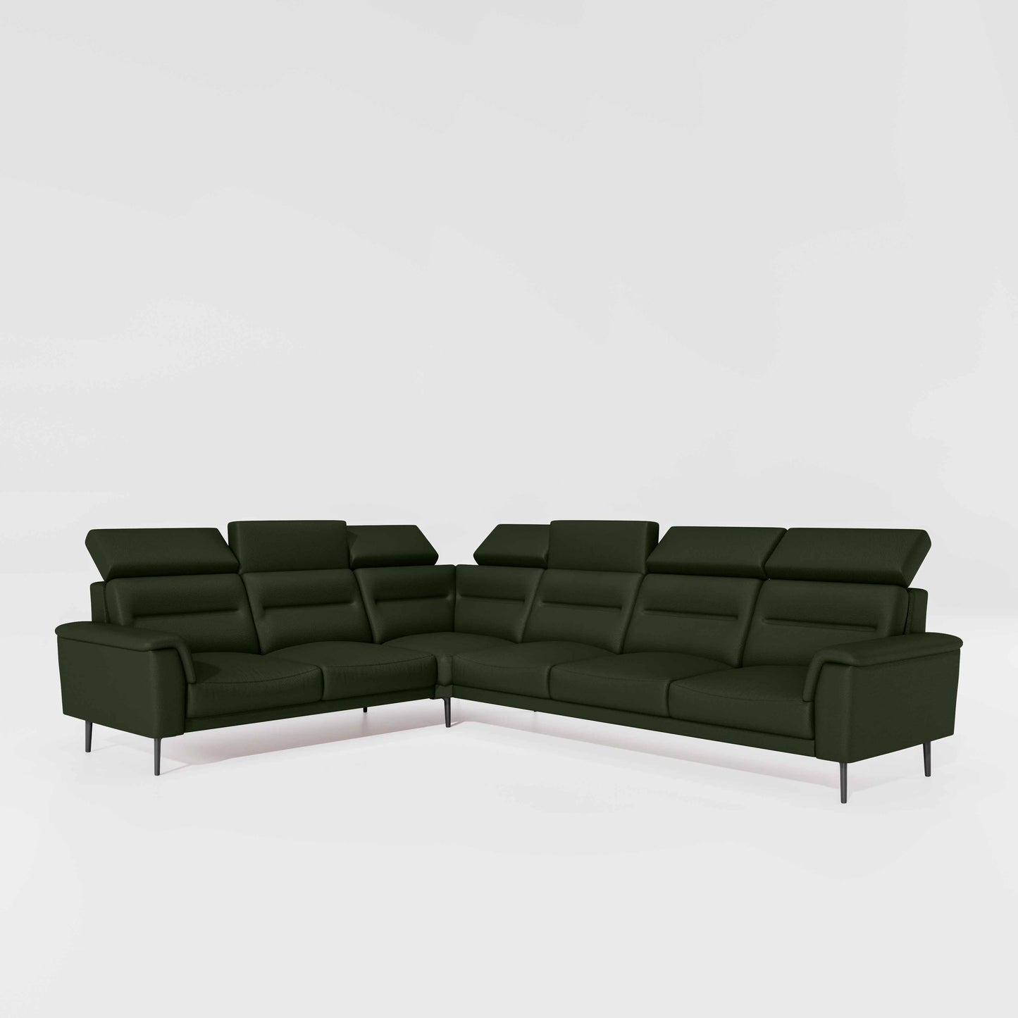 Crescendo 2 Seater + Corner + 3 Seater Leatherette Fabric - Black Forest