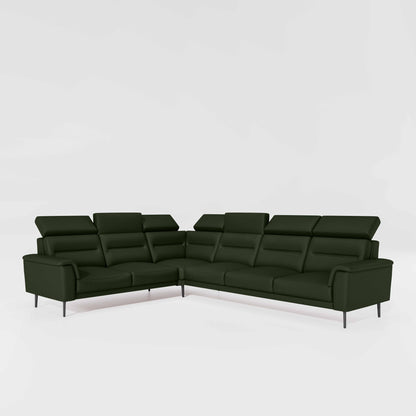Crescendo 2 Seater + Corner + 3 Seater Leatherette Fabric - Black Forest