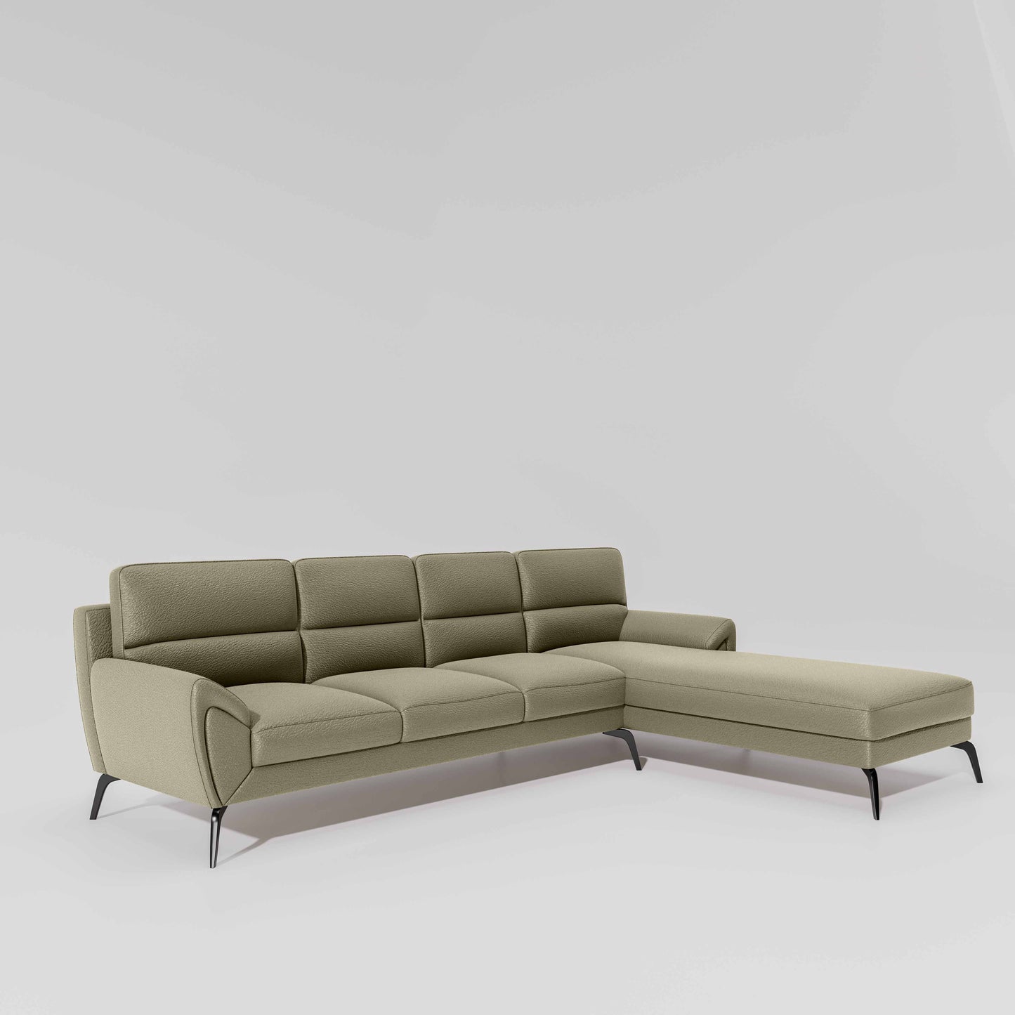 Octave 3 Seater with Lounger Suede Fabric - Almond Milk