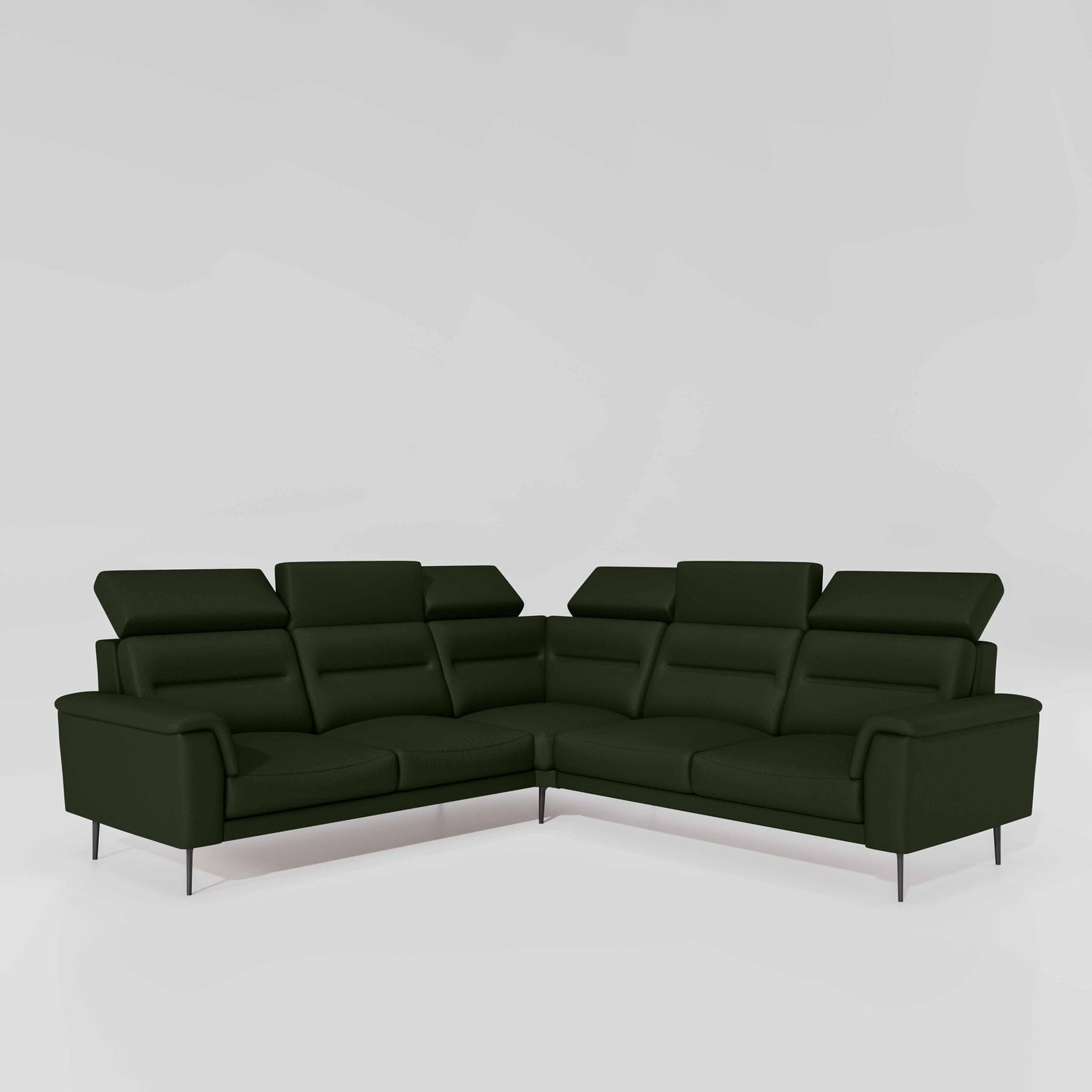 Crescendo 2 Seater + Corner + 2 Seater Leatherette Fabric - Black Forest