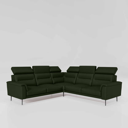 Crescendo 2 Seater + Corner + 2 Seater Leatherette Fabric - Black Forest
