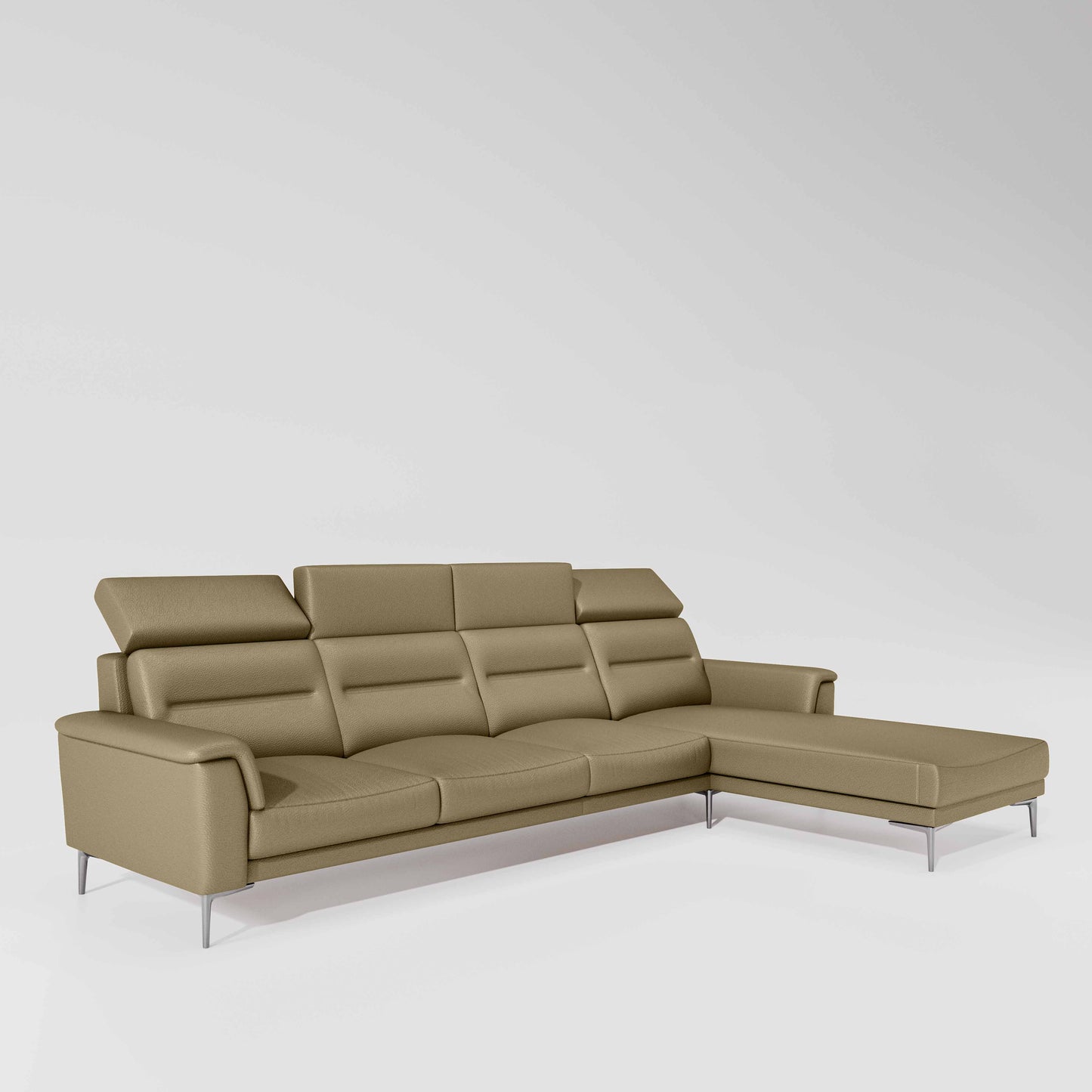 Cresendo 3 Seater with RH Lounger Leatherette fabric - Pebble