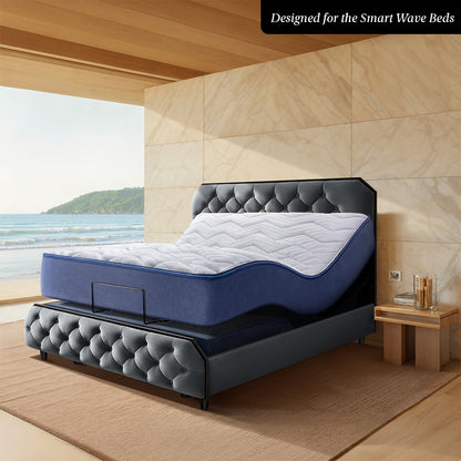 Wave Plus Adjustable Bed with Serene Upholstered Bed and Quboid 8" - Grey