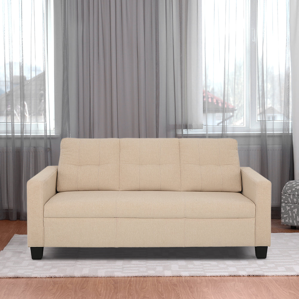 Ease Beige Fabric 3 Seater Sofa