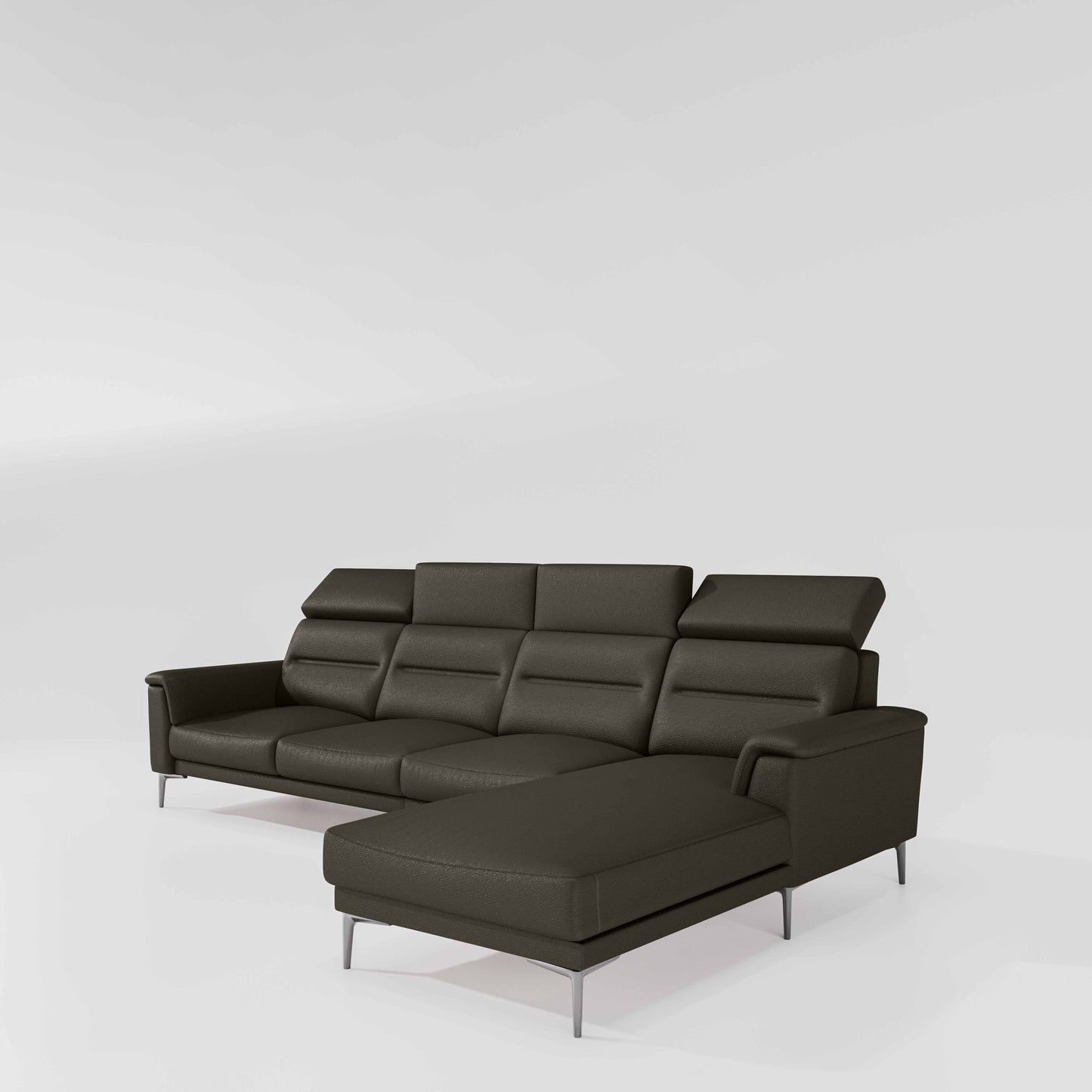 Cresendo 3 Seater with LH Lounger Leatherette fabric - Pewter Grey