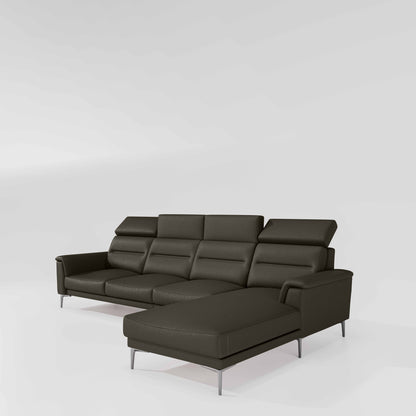 Cresendo 3 Seater with LH Lounger Leatherette fabric - Pewter Grey