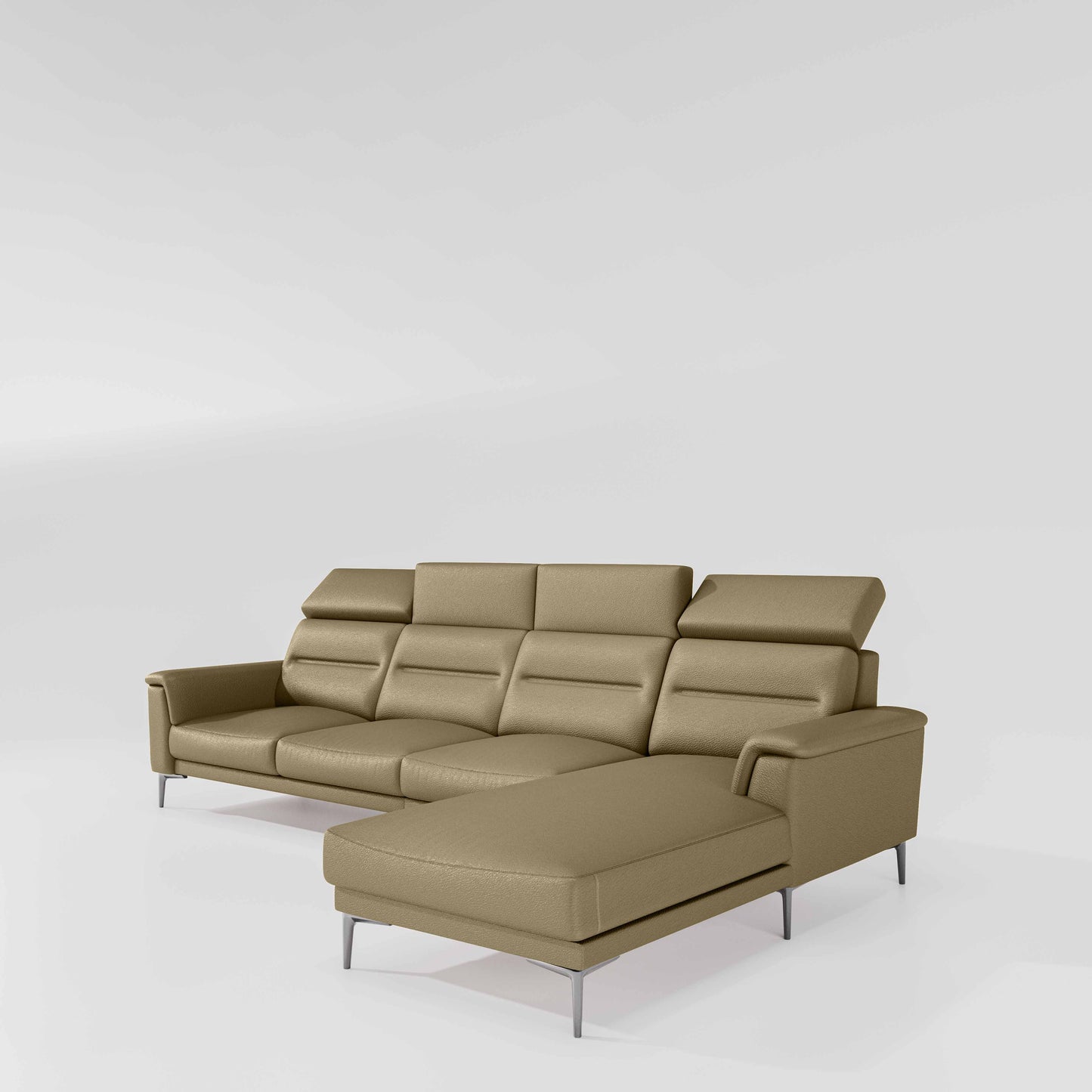 Cresendo 3 Seater with RH Lounger Leatherette fabric - Pebble