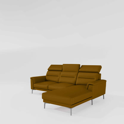 Cresendo 2 Seater with RH Lounger Leatherette fabric - Golden Orange