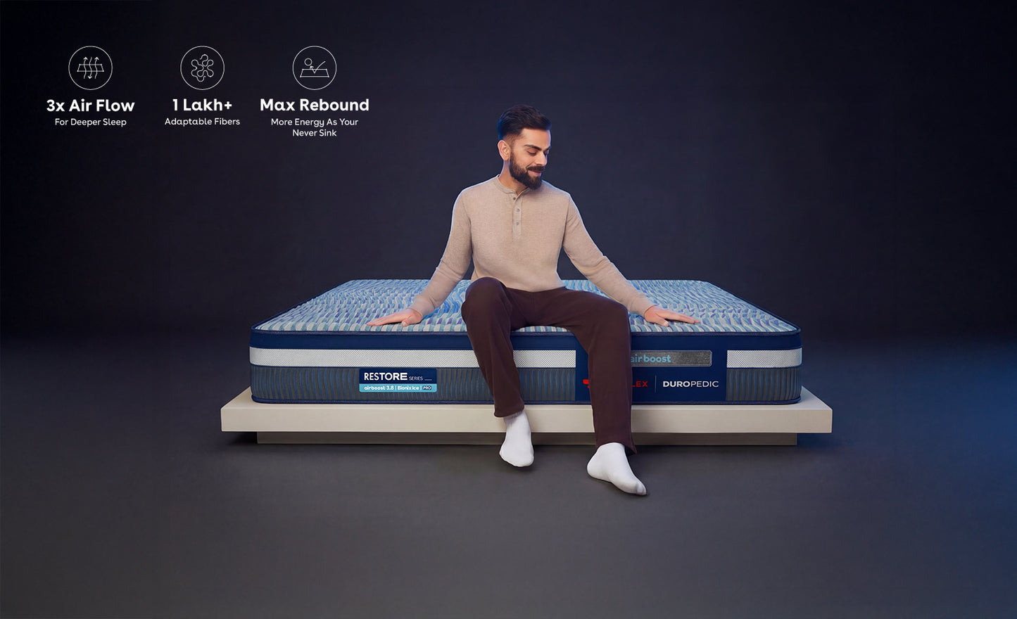 Duropedic Airboost 3.8 Bionix Ice Pro Mattress | 1 lakh+ Airknit fibres and ortho support