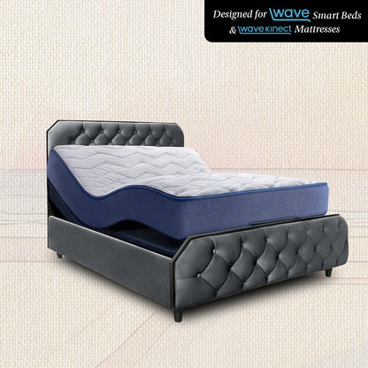 Wave Plus Adjustable Bed with Serene Upholstered Bed and Quboid 8" - Grey