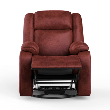 Avalon Rocking & Rotating Crimson Red Single Seater Suede Fabric Recliner