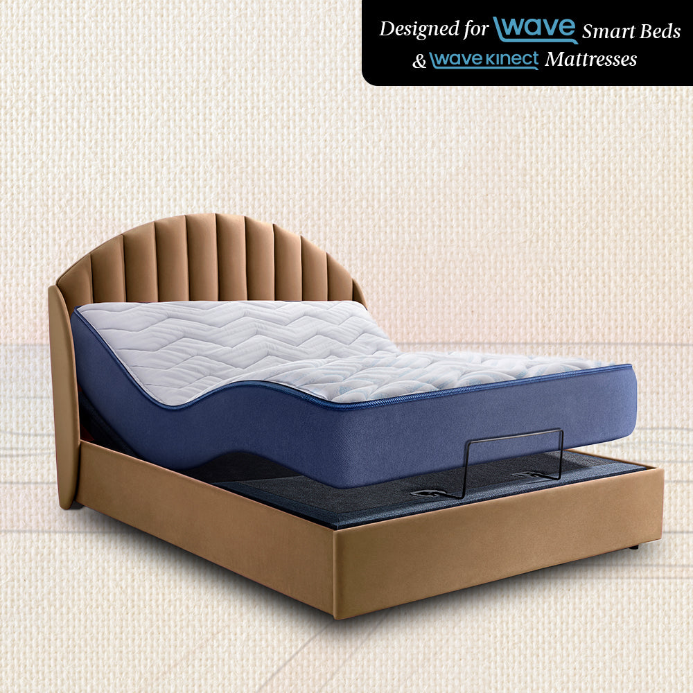 Wave Plus Adjustable Bed Celeste Upholstered Bed (Brown)+ Wave Kinect Strength Mattress 8"(20.3cm)