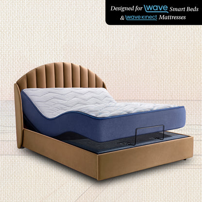 Wave Plus Adjustable Bed Celeste Upholstered Bed (Brown)+ Wave Kinect Strength Mattress 8"(20.3cm)