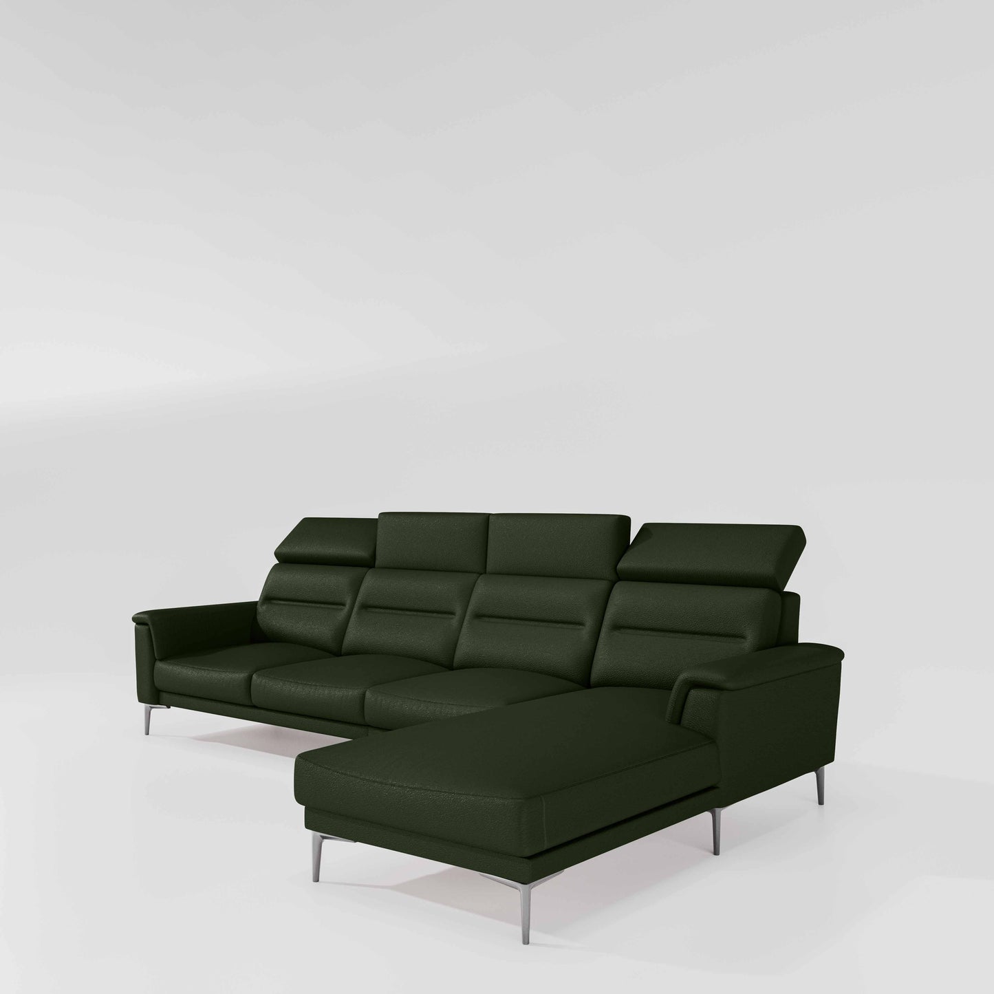 Cresendo 3 Seater with RH Lounger Leatherette fabric - Black Forest