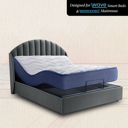 Wave Plus Adjustable Bed Celeste Upholstered Bed (Grey)+ Wave Kinect Reva Mattress 8"(20.3cm)