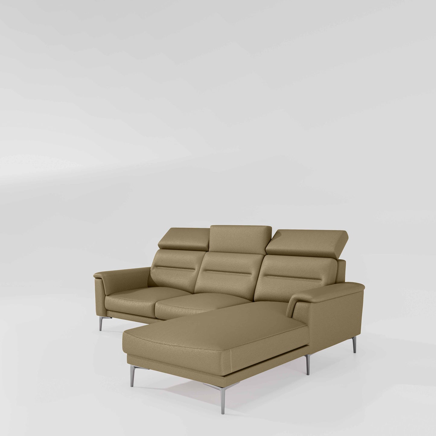 Cresendo 2 Seater with RH Lounger Leatherette fabric - Pebble