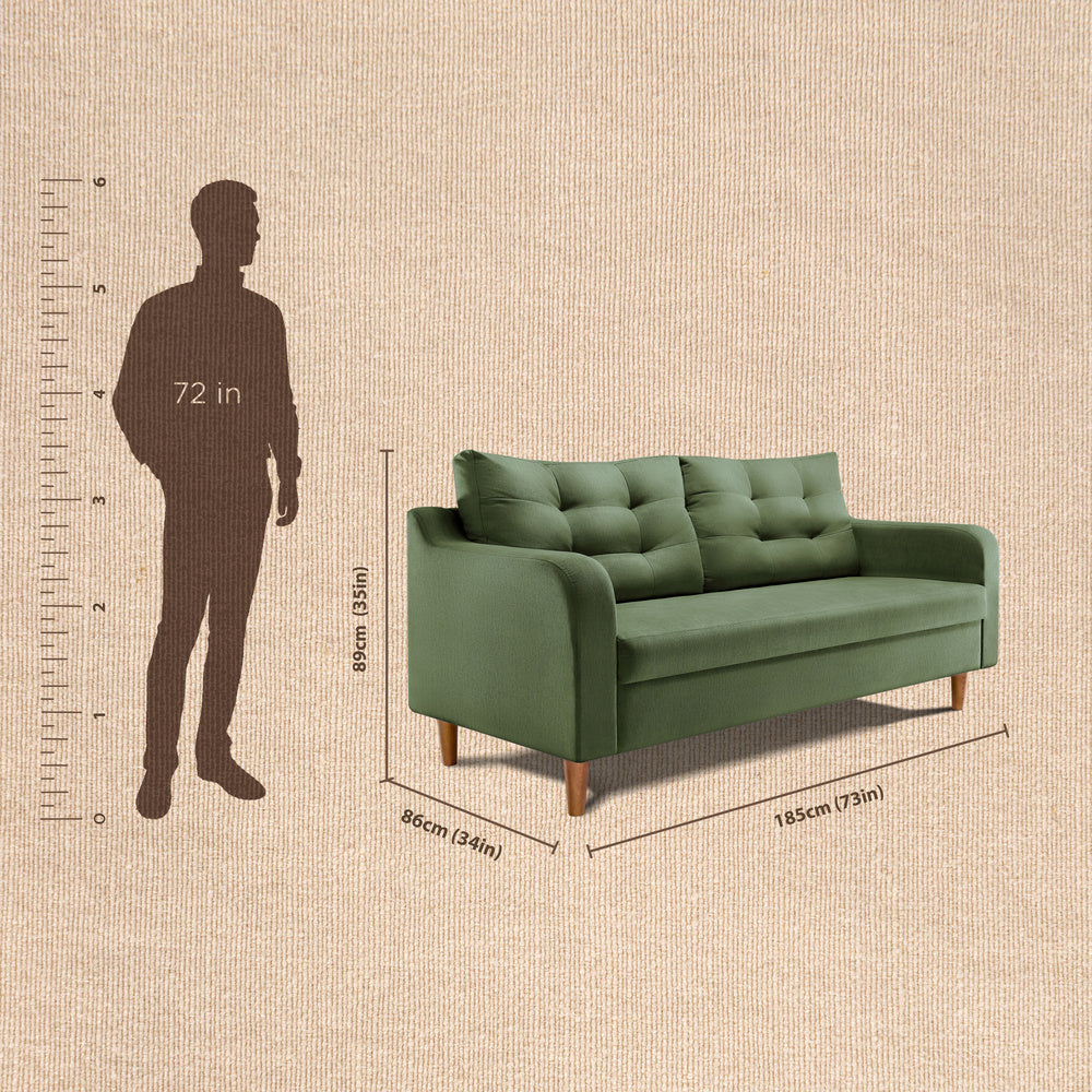 ease|plus|green|fabric|3|seater|sofa