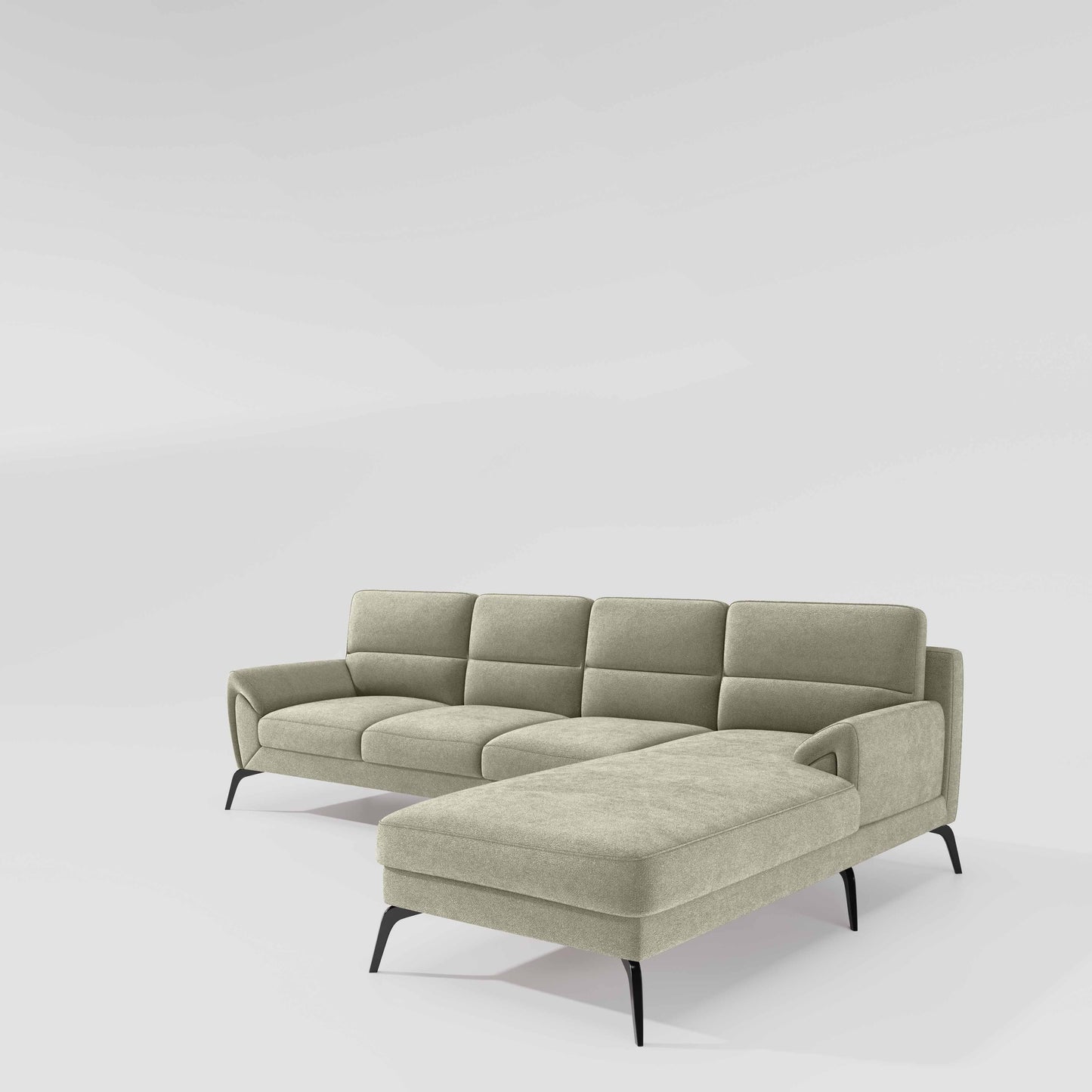 Octave 3 Seater with Lounger Water & Stain Repellent Fabric - Pistachio Shell
