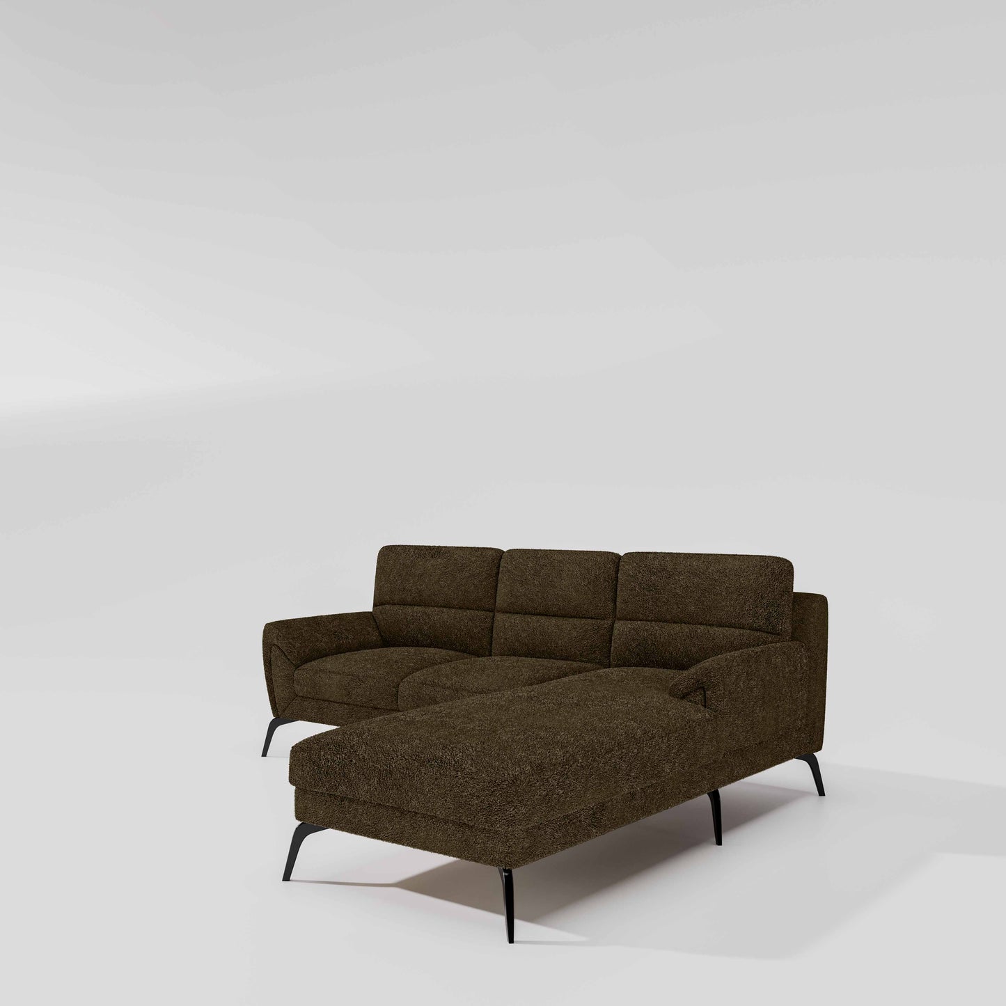 Octave 2 Seater Sofa with RH Lounger Boucle Fabric  - Sepia