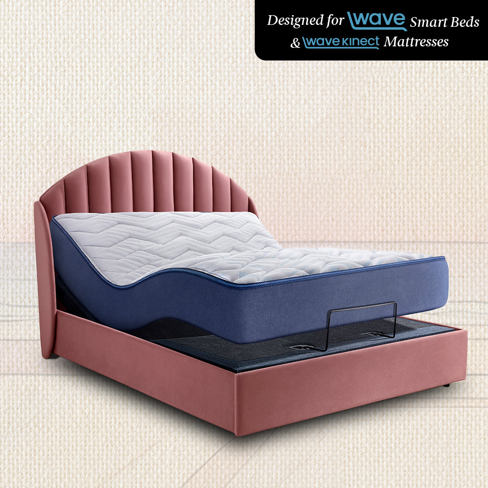 Wave Plus Adjustable Bed with Celeste Upholstered Bed and Livein Duropedic - Pink