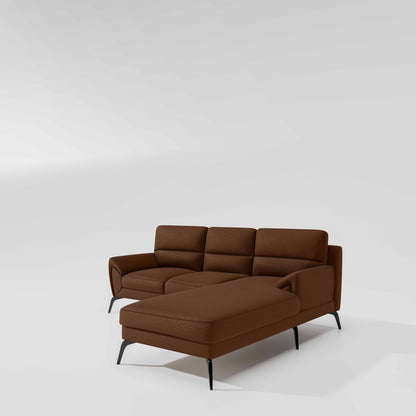 Octave 2 Seater Sofa with Lounger Suede Fabric  - Capuccino