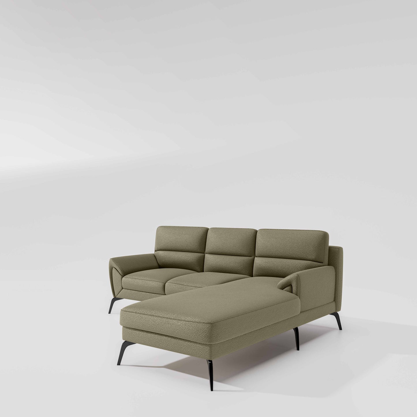 Octave 2 Seater Sofa with Lounger Suede Fabric  - Almond Milk
