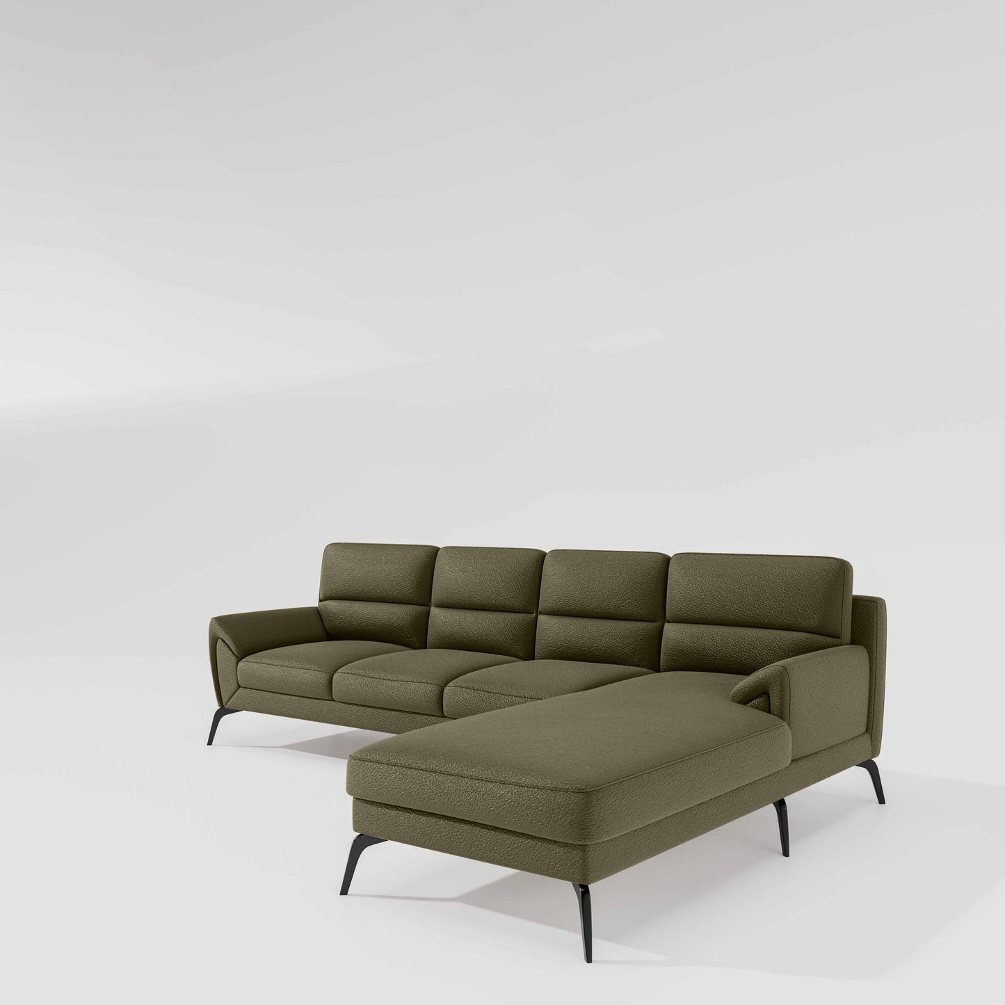 Octave 3 Seater with Lounger Suede Fabric - Avocado