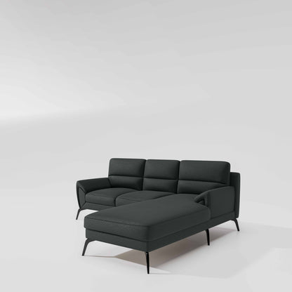 Octave 2 Seater Sofa with Lounger Suede Fabric  - Steel Grey