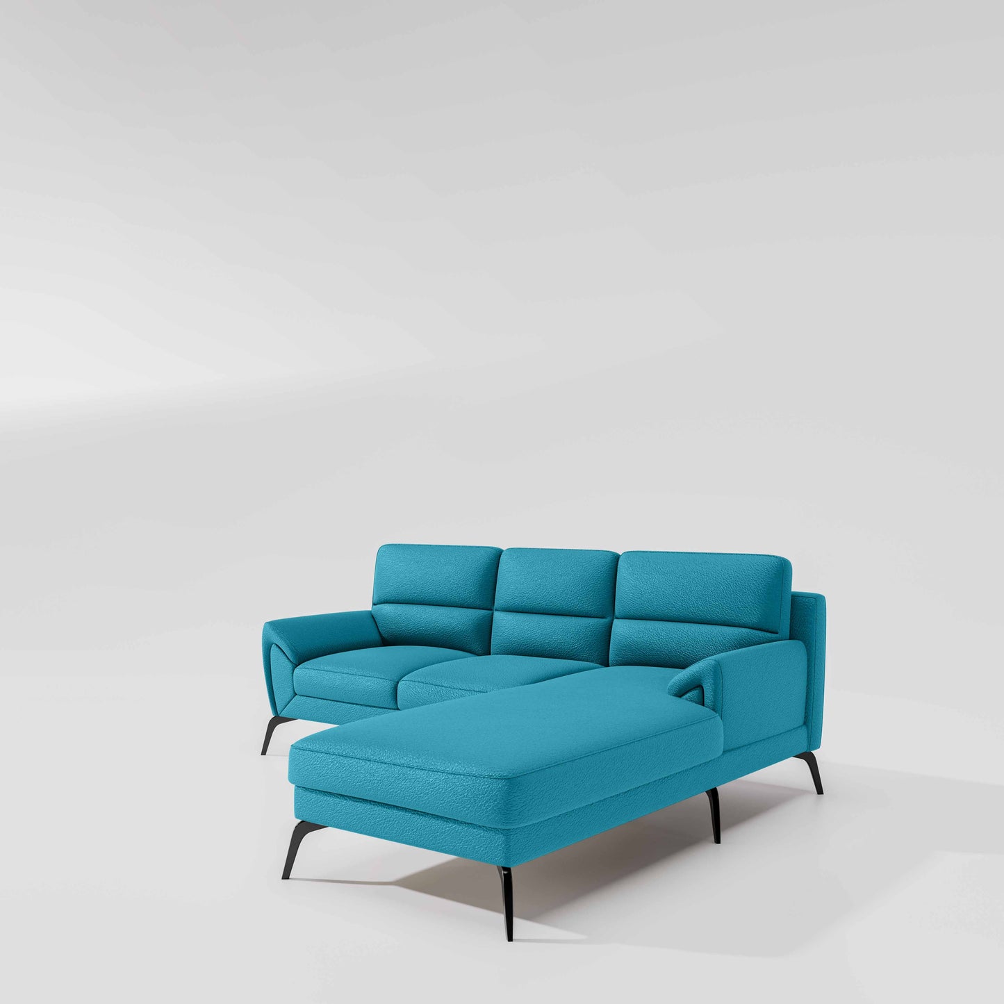 Octave 2 Seater Sofa with Lounger Suede Fabric  - Celestial Blue