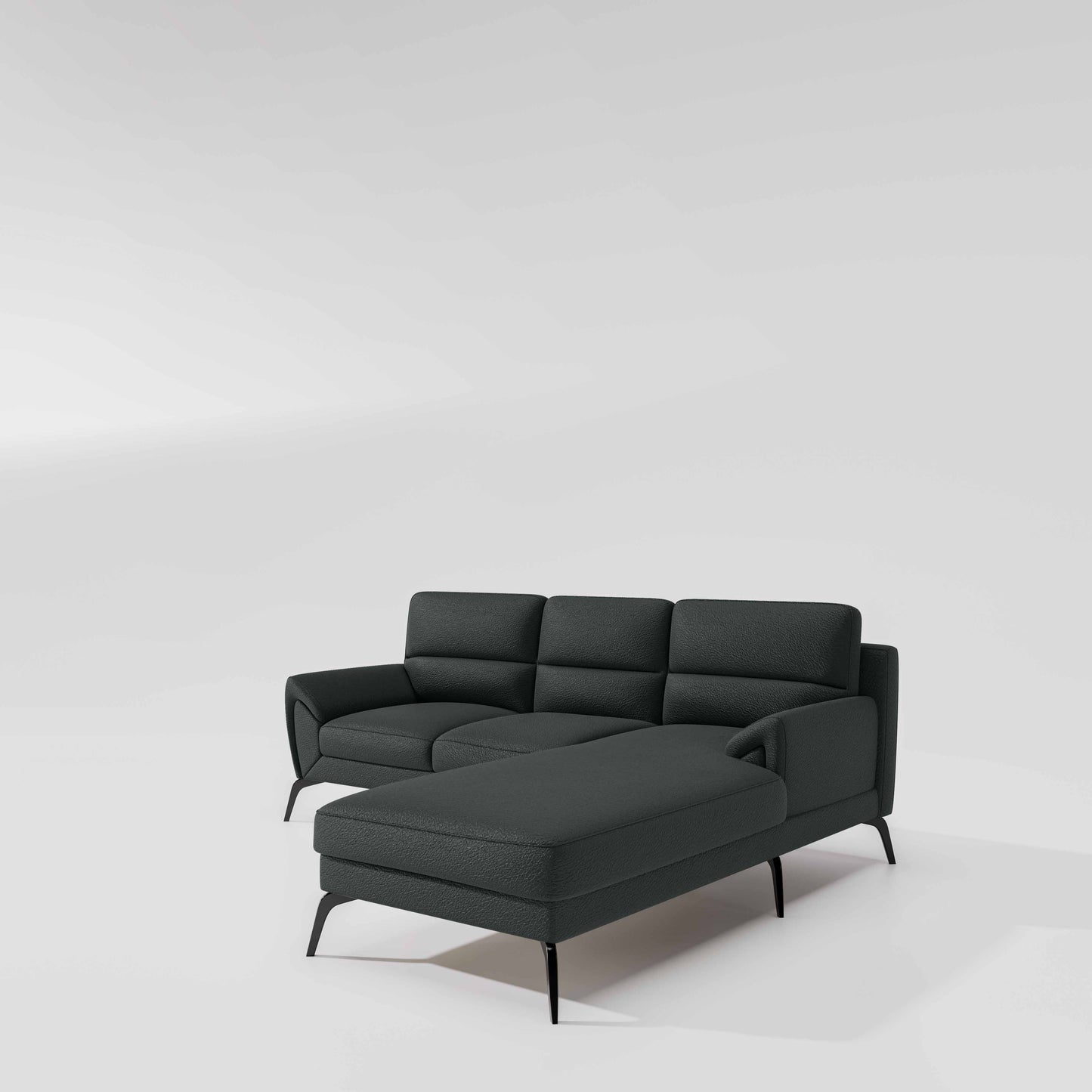 Octave 2 Seater Sofa with RH Lounger Suede Fabric  - Steel Grey