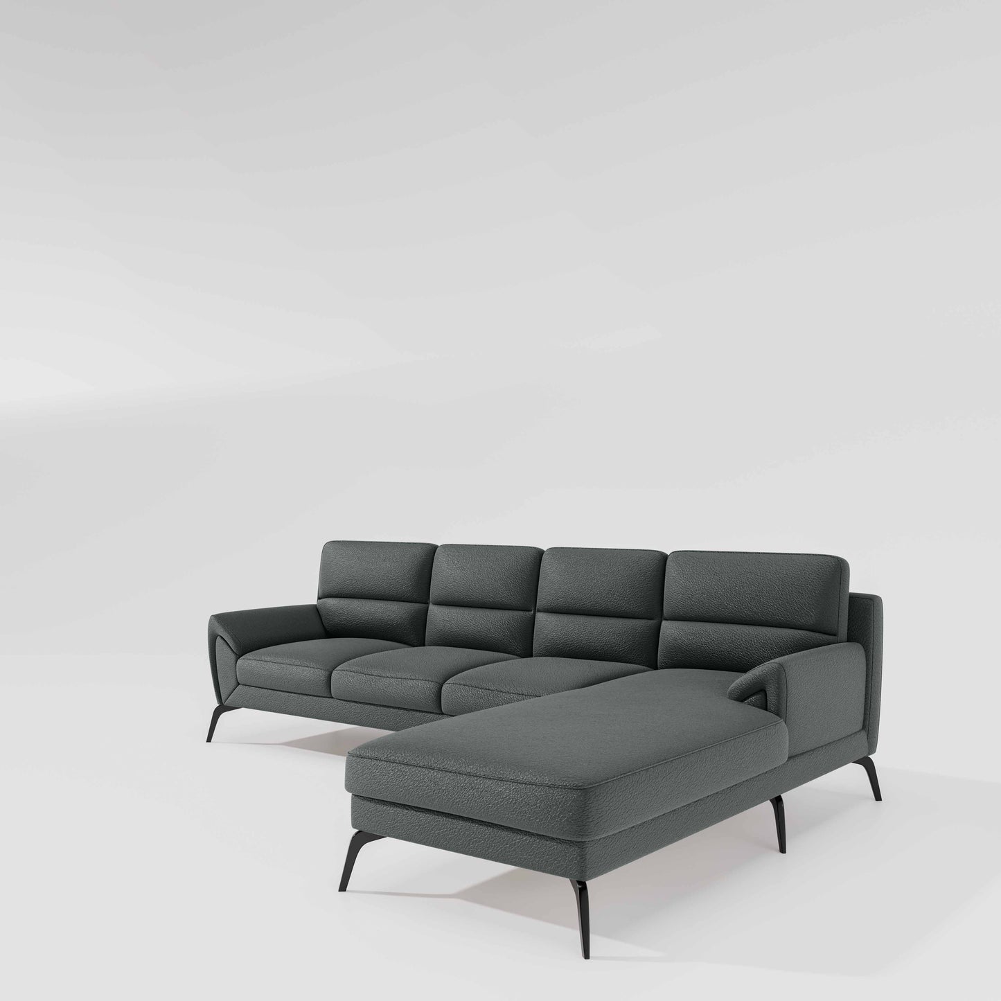 Octave 3 Seater with RH Lounger Suede Fabric - Steel Grey