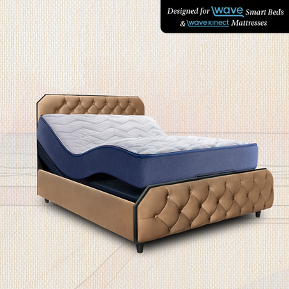 Wave Plus Adjustable Bed Serene Upholstered Bed (Brown)+ Wave Kinect Reva Mattress 8"(20.3cm)