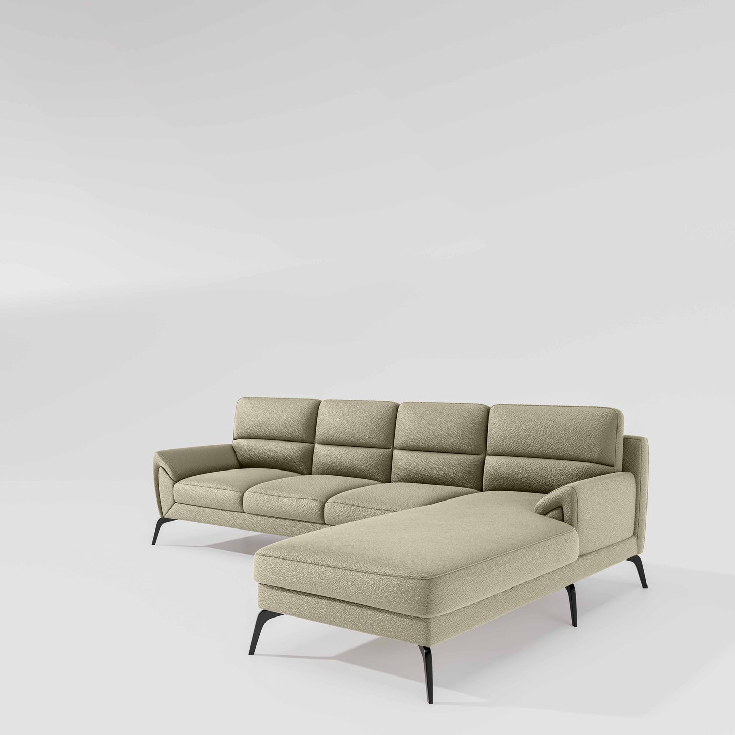 Octave 3 Seater with Lounger Suede Fabric - Almond Milk