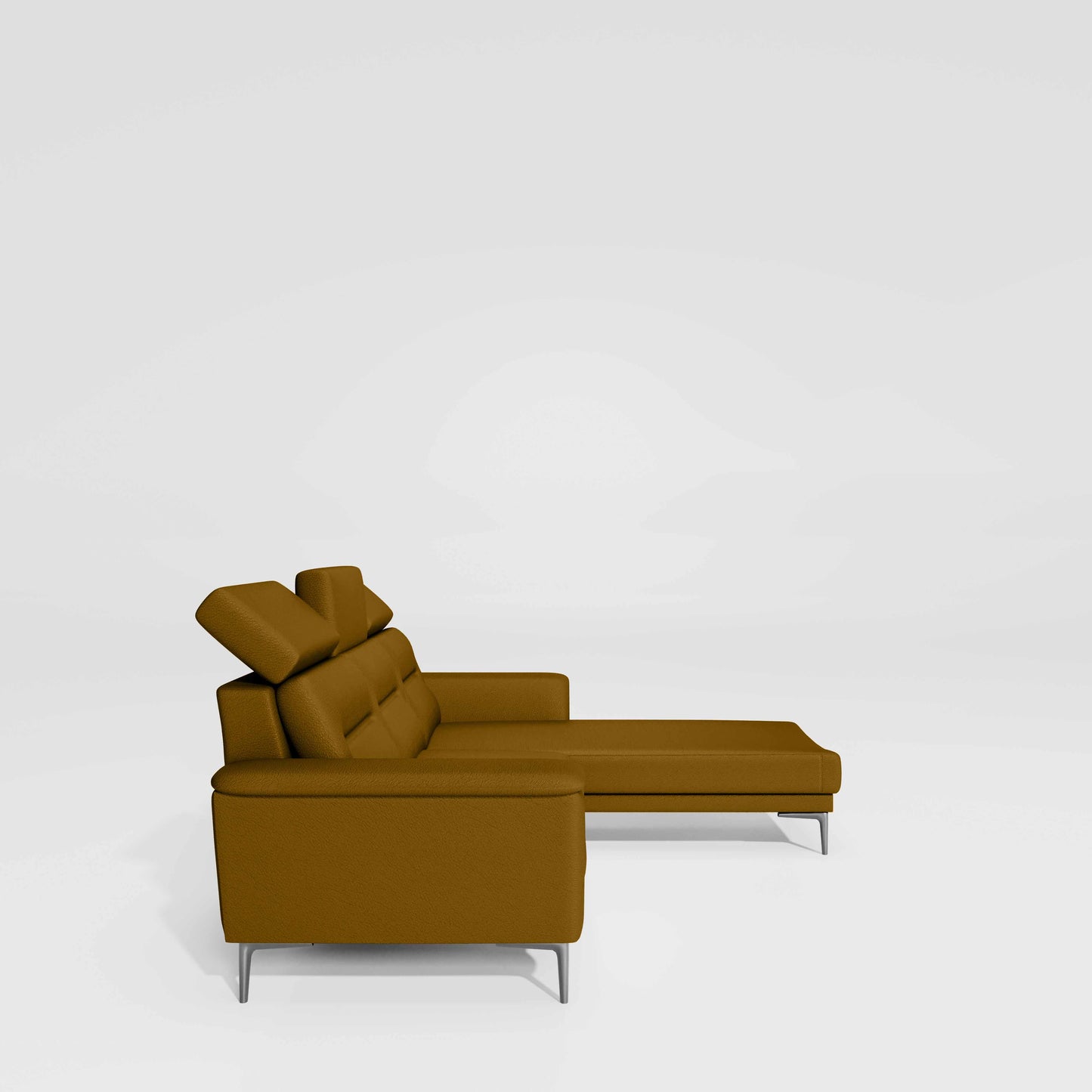 Cresendo 2 Seater with RH Lounger Leatherette fabric - Golden Orange