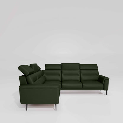 Crescendo 2 Seater + Corner + 2 Seater Leatherette Fabric - Black Forest