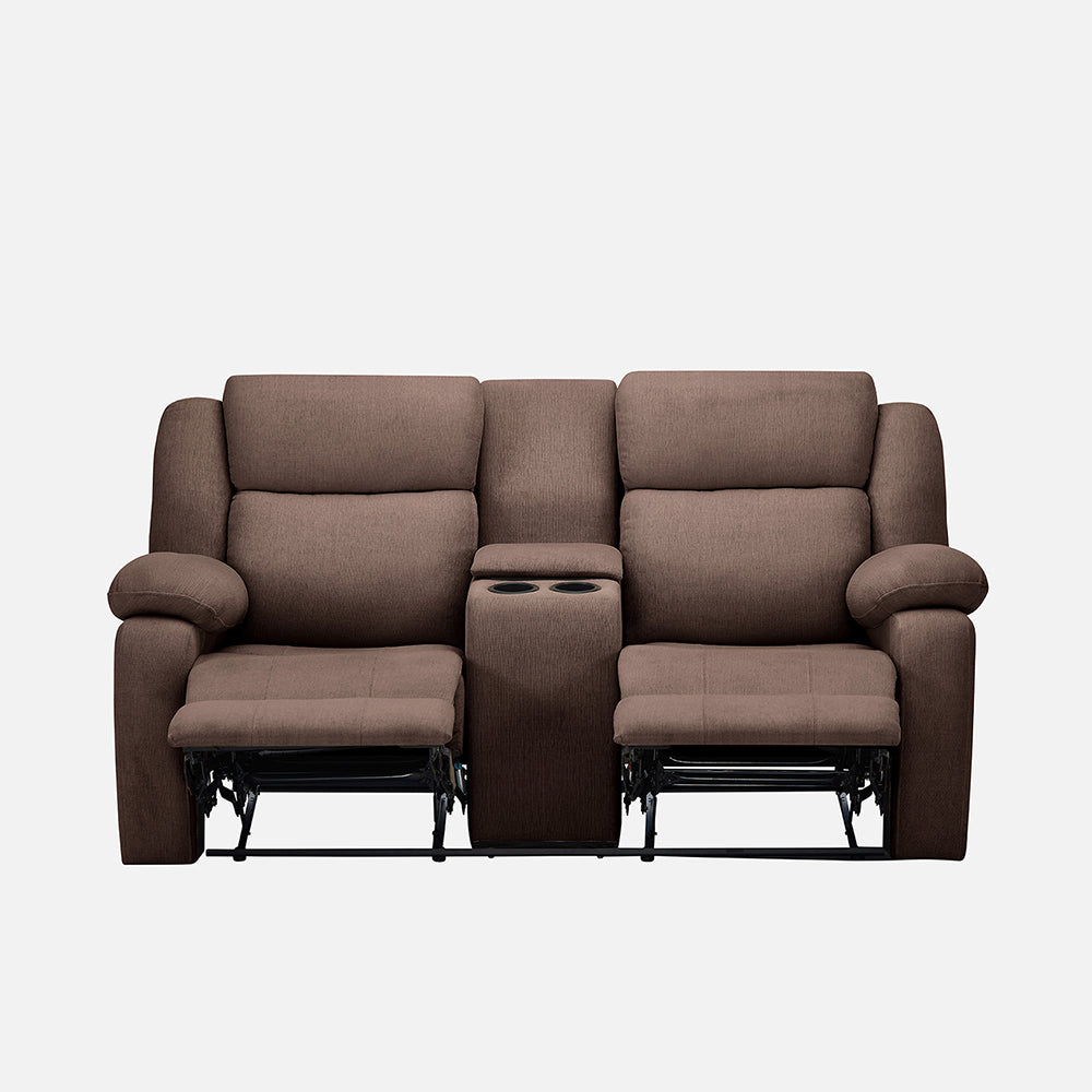 Avalon Twin Dark Brown Fabric Recliner 2 Seater